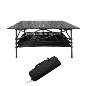 Folding Camping Table,46x22 Inch Lightweight Fold Up Tables, Aluminum & Steel Outdoor Portable Side Desks With Large Storage And Carry Bag