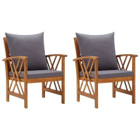 Garden Chair Set of 2 Dark grey cushions Solid acacia wood Medium