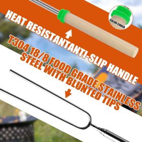 Extendable Stainless Steel Roasting Sticks - Smores Sticks for Fire Pit Long 32 Inch, Smore Skewers Hot Dog Fork Campfire Accessories (Color: 15 Colors)