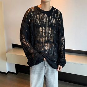 Early Spring Design Hollow Loose Thin Sweater (Option: Black-M)